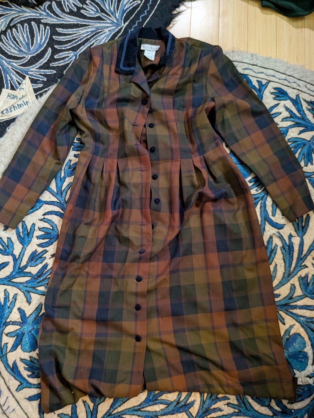 Vintage Women's Miss Dorby Plaid Dress With Shoulder Pads Size 10